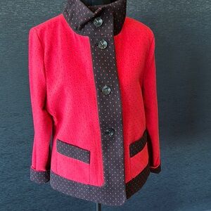 Stylish Red and Black Polka Dot Women's Jacket